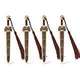Wocoxo Handmade Natural Bamboo Bookmark with Tassels,Unique Vintage Style Reading Page Markers Bookmarks - 4PCS (Sword Style)