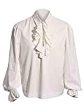 Bbalizko Mens Pirate Shirt Vampire Renaissance Victorian Steampunk Gothic Ruffled Medieval Halloween Costume Clothing White