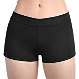 SUPRNOWA Girl's Women's Boy Cut Low Rise Spandex Active Dance Shorts Yoga Workout Fitness (Black, X-Small)