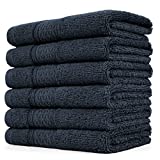 Cleanbear Extra Soft Wash Cloths Washcloths Set 6-Pack 13 x 13 Inches, Highly Absorbent Facecloths (Dark Gray)