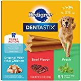 PEDIGREE DENTASTIX Large Dog Dental Care Treats Original, Beef & Fresh Variety Pack, 2.76 lb.Pack (51 Treats)
