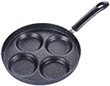 Egg Frying Pan with Non-Stick Ceramic Coating, ZEENEEK Aluminum 4-Cup Egg Cooker Pan Multipurpose Pancake Pan Omelet Cooker Griddle (Round Shape)