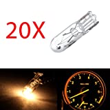 20 pcs T5 17 86 206 White Halogen Light Bulb Instrument Cluster Gauge Dash Lamp 12V