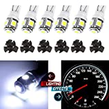 cciyu 6 Pack White PC168 T10 LED Cluster Gauge Dash Light Bulb W/Twist Lock