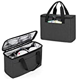 Trunab Reusable 3 Cups Drink Carrier for Delivery with Adjustable Dividers, Insulated Drink Caddy Holder Bag for Take Out, Beverages Carrier Tote with Handle for Outdoors, Patented Design, Black