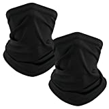 TICONN Neck Gaiter Face Cover Scarf, Breathable Sun&Wind-proof for Fishing Hiking Running Cycling, 2-Pack Black