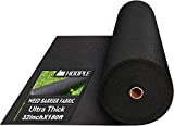 HOOPLE Garden Weed Barrier Landscape Fabric, Heavy Duty & Ultra Thick, Premium Weeds Control for Flower Bed, Pavers and Other Outdoor Projects. Easy Setup & Convenient Design, Black (32inch X 180ft)
