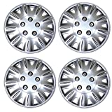 TuningPros WSC3-029S15 4pcs Set Snap-On Type (Pop-On) 15-Inches Metallic Silver Hubcaps Wheel Cover