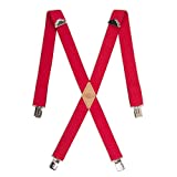 Dickies Men's 1-1/4 Solid Straight Clip Suspender, Red, One Size