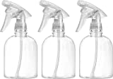 Bar5F Empty Clear Spray Bottle Adjustable Head Sprayer from Fine to Stream, Natural, 16 Oz, Pack of 3