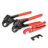 iCrimp Angle Head F1807 PEX Pipe Crimping Tool for Copper Rings - 1/2&3/4-inch Two Crimper Set with Cutter