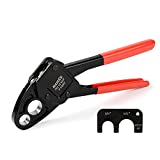 iCrimp Combo Angle Head Pex Pipe Plumbing Crimping Tool for Copper Crimp Jaw Sets 1/2" & 3/4" with Go/No-Go Crimp Gauge