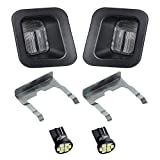 HERCOO LED License Plate Light Lamp Lens Black Housing White Bulbs Clip Retainer Compatible with 2003-2018 Dodge Ram 1500 2500 3500 Pickup Truck Rear Step Bumper Aftermarket Repalcement, Pack of 2