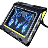 Gaming Laptop Cooling Pad, 4500RPM Strongest Laptop Cooler 17.3 inch, Laptop Cooling Stand with Faster Heat Dissipation, Colorful Lights, Adjustable Mount Stand, Temperature Drops by 20-30 Degrees