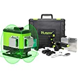 Huepar 3D Self-leveling Laser Level 3x360 Green Beam Cross Line Three-Plane Leveling, Alignment and Tiling Floor Laser Tool -360° Vertical and Horizontal Line with Remote Control&Hard Carry Case 503DG