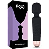 Rechargeable Personal Massager - Quiet & Waterproof - 20 Patterns & 8 Speeds - Travel Bag Included - Women & Men - Perfect for Tension Relief, Muscle, Back, Soreness, Recovery - Black