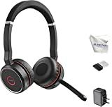 Jabra Evolve 75 Bluetooth Headset Bundle, Wall Charger, USB Dongle 7599-832-109-B, Pc, Mac, Compatible for Dragon, Softphones, Mobile, Tablet, Microsoft Certified, Skype, Cisco, Avaya