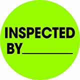Tape Logic Circle Label, Legend"Inspected by", 1" Diameter, Fluorescent Green, Roll of 500 (DL1265)