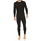 Thermajohn Men's Ultra Soft Thermal Underwear Long Johns Set with Fleece Lined (Large, Black)