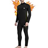 Men's Thermal Underwear Wintergear Fleece Long Johns Compression Base Layer Set Skiing Warm Top & Bottom Black