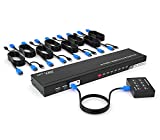 MT-VIKI 8 Ports KVM Switch HDMI, 4K 30Hz Rack Mount KVM Switch 8 in 1 Out w/KVM Cables & IR & Desktop Control & 4 USB 2.0 Hub