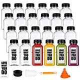 24 Pack Empty Plastic Juice Bottles-Food Grade Reusable PET Clear Water Bottle Recyclable Drink Bulk Containers with Leak-Proof Lids for Juice, Water, Milk and Beverages (8oz)