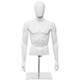 Giantex Male Mannequin Torso Adjustable Height Detachable Arms Dress Form Display w/Metal Stand, Bright White