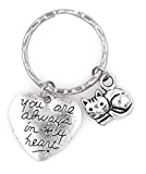 You are Always in My Heart Remembrance Bereavement Pet Memorial Sympathy Forever My Friend Gift Keepsake in Memory Reminder Blessed Missing You Loss of Loved One Feline Kitty Cat Keychain 107A