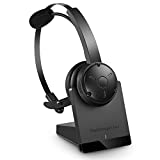 Bluetooth Headset, Dechoyecho Trucker Bluetooth Headset with Microphone Noise Canceling Wireless On Ear Headphone with Charging Base for Cell Phone/Tablet/Computer Home Office Call Center