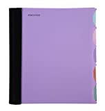 Mintra Office Durable PREMIUM Spiral Notebook, ((Lavender, 5 Subject (8.5in x 11in)) - Fabric Covered Coils, No Snags, College Ruled, Adjustable PocketDividers, Ruler, Organization, Student, School