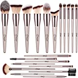 BESTOPE PRO Premium Synthetic Contour Concealers Foundation Powder Eye Shadows Makeup Brushes with Champagne Gold Conical Handle, 20 Count