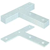 6 Pack T Shaped Mending Plate Flat Bracket 7 x 6½ inches Steel Heavy Duty Mending Plate Joint Bracket Support Brace for Wood Furniture, Timber Connector, ⅛ inches Thickness