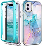 NC DT Compatible for iPhone 11 Case Built with Screen Protector, Lightweight and Stylish Full Body Shockproof Protective Rugged TPU Case for Apple iPhone 11 6.1inch (Marble)