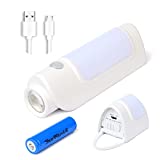 2 in 1 Human Body Induction Motion Sensor Night Light,USB Rechargeable Battery Flashlight Warm White LED, Suitable for Camping, Outdoor, Bedroom, Bathroom, Kitchen, Corridor, Stairs (one Pack)