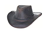 Bullhide Hat Hilltop Leather Aussie Style Cowboy Hat, 3" Brim, Chocolate, X-Large