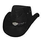Bullhide Hats Men's King of The Road Leather Cowboy Hat, 3 3/8" Brim, Black, Large