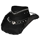 Bullhide Men's Iron Road Leather Hat Black X-Large