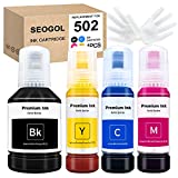 Seogol Compatible Epson 502 T502 Refill Ink Bottles Replacement for Ecotank ET-2750 ET-3750 ET-4750 ET-2760 ET-3760 ET-4760 ET-2700 ET-3700 ET-3710 ET-15000 ST-2000 ST-3000 ST-4000 - 4 Pack