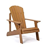 Adirondack Chair Weather Resistant, SNAN Oversized Fade-Resistant Poly Lumber Chair for Fire Pit Table&Garden&Pool, with Curved Backrest and Reinforced Rear Support (Teak)