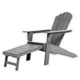 ResinTEAK All Weather Adirondack Chair with PULLOUT Ottoman | Adult-Size, Weather Resistant for Patio Deck Garden, Backyard & Lawn Furniture | Easy Maintenance (Grey))