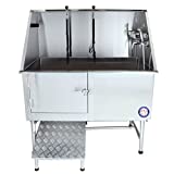 Flying Pig Grooming 50" Stainless Steel Pet Dog Bath Tub with Faucet (Left Door/Right Drain), 50 x 27 x 58