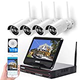 8CH Expandable All in one Wireless Security Camera System with 10.1" Monitor 4pcs 3MP Indoor Outdoor Camera One-Way Audio Night Vision Motion Detection Cromorc Home Business CCTV Surveillance 1TB HDD