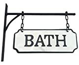 Wildlife Creations International Metal Bath Sign, Double Sided Hanging Rustic Distressed Enamel Finish with Bracket