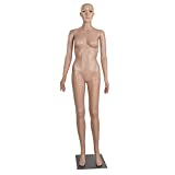 Female Mannequin Torso Dress Form Manikin Full Body 69 Inches Mannequin Head Turns Adjustable Detachable Plastic Mannequin Stand Realistic Display with Metal Base