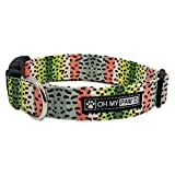 Rainbow Trout Collar for Pets Size Extra Small 5/8 Inch Wide and 9-12 Inches Long - Hand Made Dog Collar by Oh My Paw'd