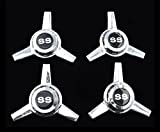 Viking Horns Spin-2 Chrome Plated Wheel Spinners Set (4 Piece) with Stick-on Emblems