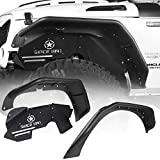 Hooke Road Tube Steel Fender Flares + Front Wheel Well Inner Liners Kit Compatible with Jeep Wrangler JK & Unlimited 2007-2018 2/4 Doors