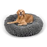 Dog Bed, Cat Calming Bed, Faux Fur Pillow Pet Donut Cuddler Round Plush Bed for Large Medium Small Dogs and Cats