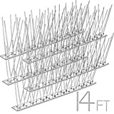 LANNEY Bird Spikes, 14 Ft Stainless Steel Pigeon Spikes for Outside, Bird Deterrent Spikes Defender Anti Bird Repellent Spikes Control Kit 22 Strips Cover 14 Feet, Unassembled