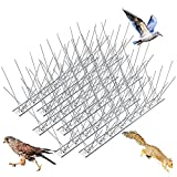 WELLUCK Bird Spikes for Small Birds Pigeons, 30 Feet (28 Strips) Fence Spike, Nest Prevention Bird Off Spike Repellent, Anti Bird Spike Stainless Steel, Smooth Polishing Harmless Deterrent